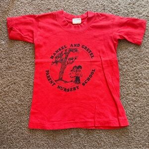 vintage kids short sleeve tee school red hansel and gretel parent nursery trees
